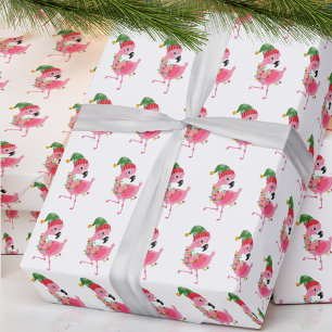 Cadeau Flamant rose rose Papier d'enveloppement de Noël t