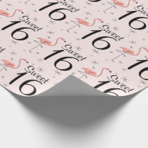 Flamant rose rose 'Sweet 16' papier d'emballage