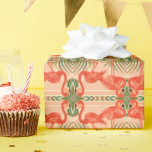 Cadeau Flamant rose tropical Papier d'enveloppement Art D