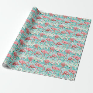 Cadeau Flamant rose Tropical : Papier peint Floral Vintag
