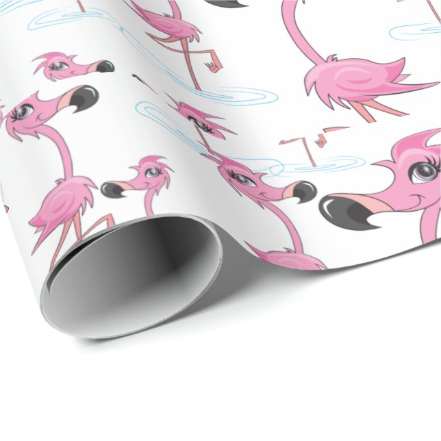 Cadeau Flamants roses roses mignons Papier d'enveloppemen (Coin rond)