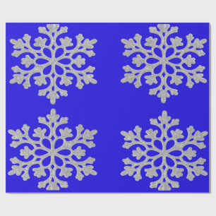 Cadeau Flammes de neige sur papier d'enveloppement bleu