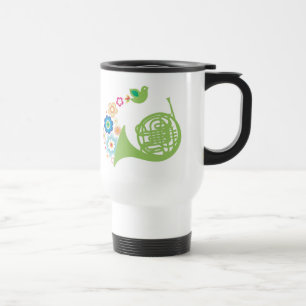 Cadeau fleuri de tasse de voyage de musique de cor