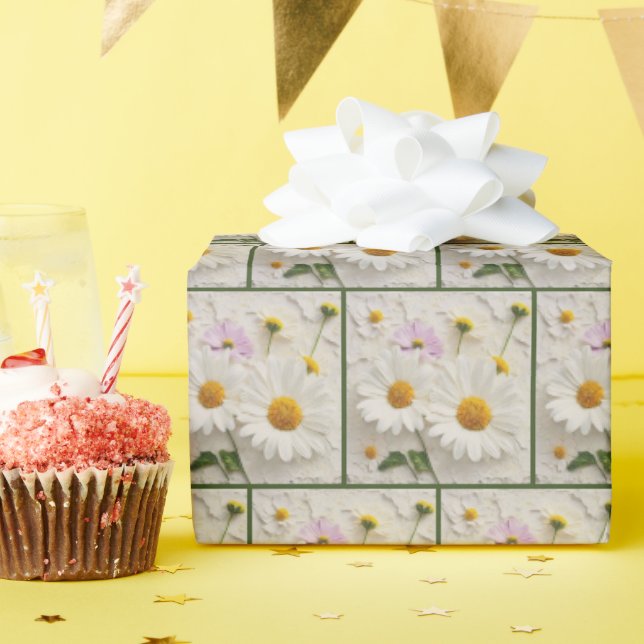 Cadeau Fleurs de marguerite et de cosmos sur papier désos (Fête d'anniversaire)