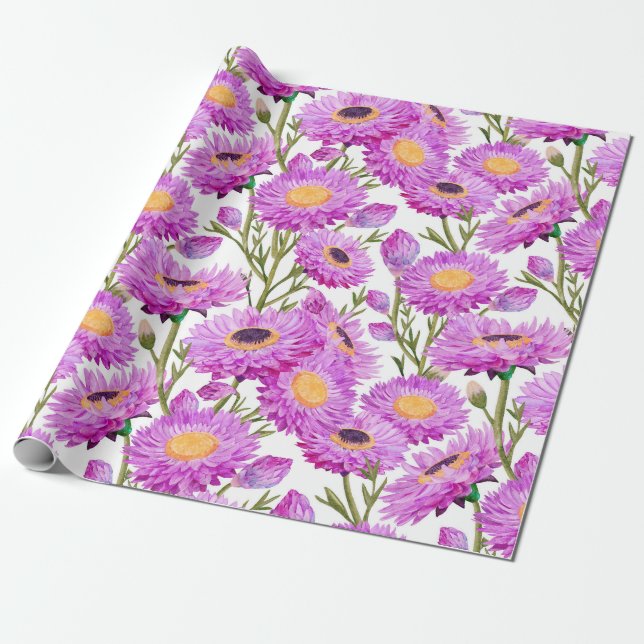 Cadeau Fleurs florales de marguerites de papier violet (Déroulé)