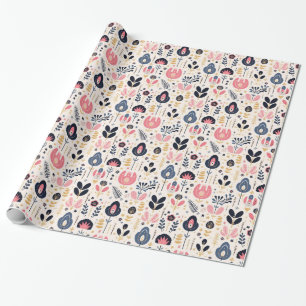 Cadeau Fleurs Papier Motif de style scandinave
