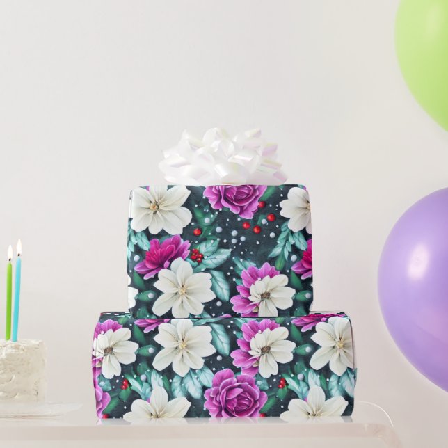 Cadeau Fleurs rose et crème féminine envelopper papier (Cadeaux de fête)