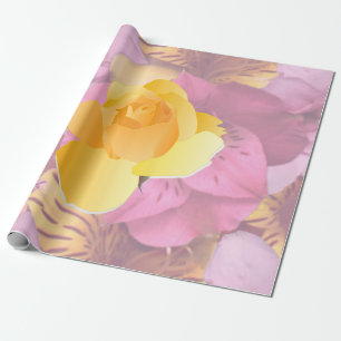 Cadeau Fleurs roses douces Papier à enveloppement rose ja