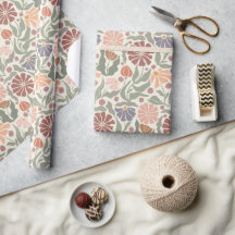 Fleurs Vintages rétro chic - Rouleau papier d'enve