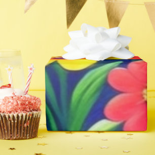 Cadeau Fleurs vives et colorées Enveloppement Papier
