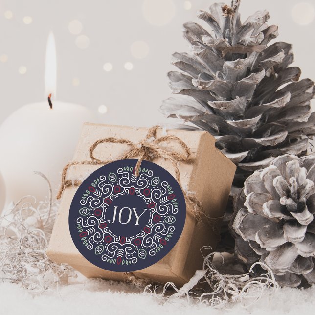 Cadeau Folk Art Joy | Étiquettes cadeaux de vacances (Créateur téléchargé)