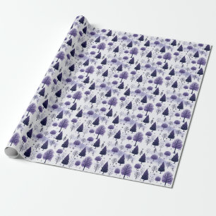Cadeau Forêt neigeuse Purple Papier d'enveloppement de No