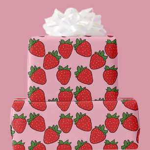 Cadeau Fraise Fête Anniversaire Thème Papier d'enveloppem