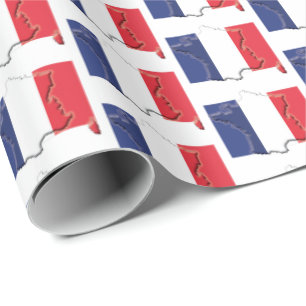 Cadeau FRANCE   English   Papier d'enrobage du drapeau fr