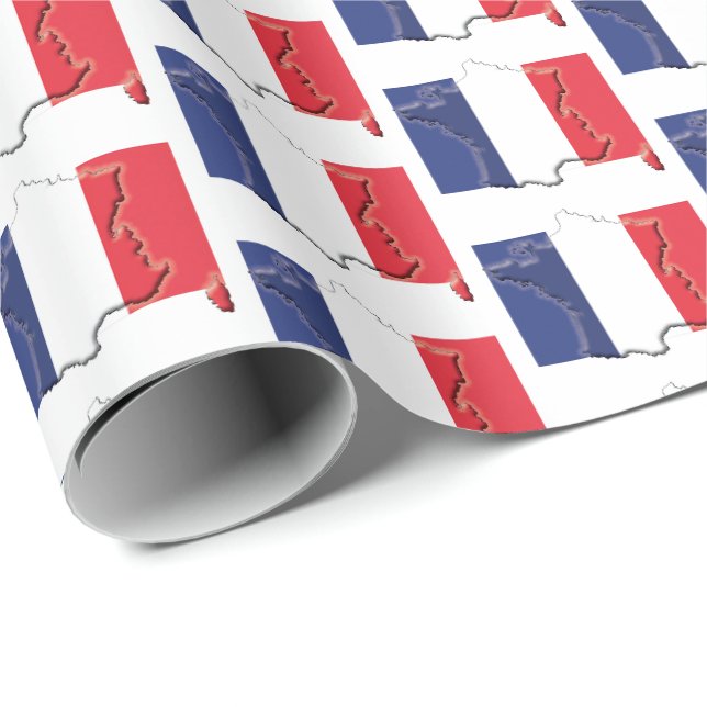 Cadeau FRANCE | English | Papier d'enrobage du drapeau fr (Coin rond)