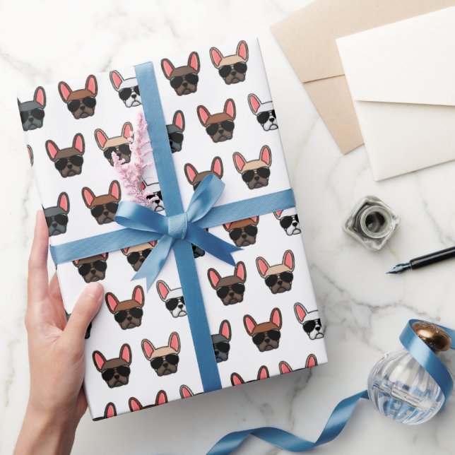 Cadeau French Bulldog face au papier d'enveloppement Moti (Cadeaux)