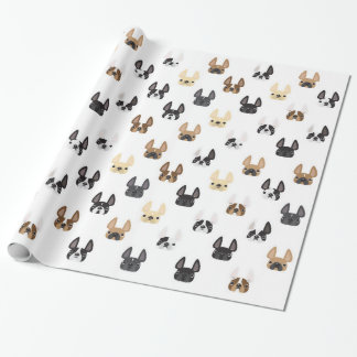 Cadeau Frenchie et papier d'emballage d'amis - blanc