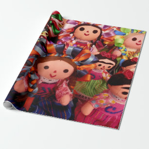 Cadeau Frida et poupées mexicaines - papier d'emballage