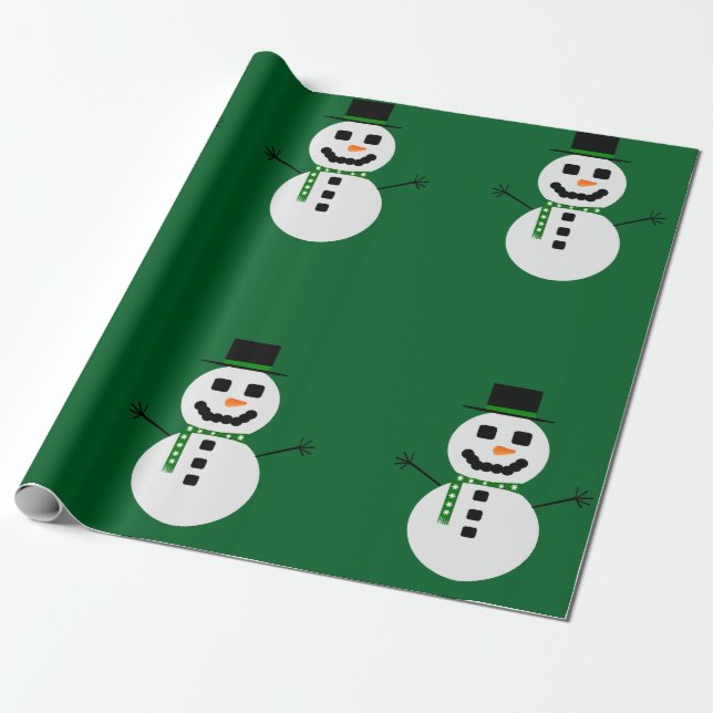 Cadeau Frosty le papier d'enveloppement vert Snowman (Déroulé)