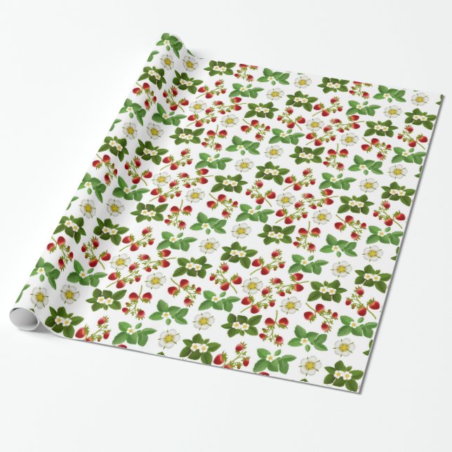 Cadeau Fruit de fraise avec le papier d'emballage de (Déroulé)
