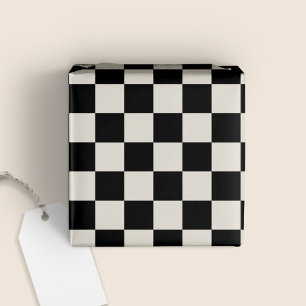 Cadeau Fun Modern À damiers Black & Cream Wrapper Papier
