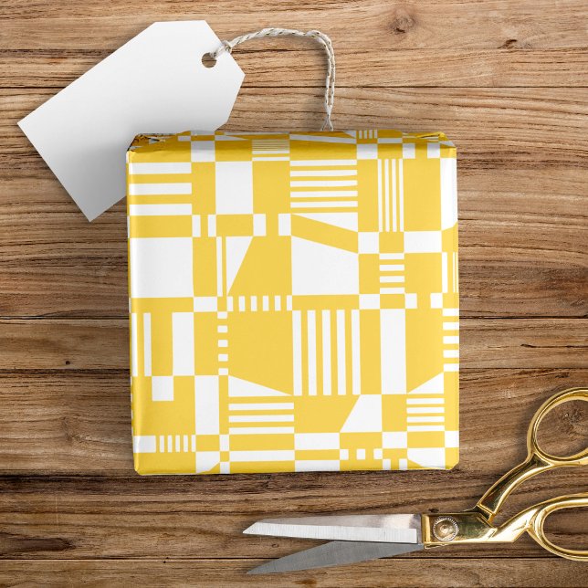 Cadeau Fun Moderne À damiers Papier à enveloppement jaune (Créateur téléchargé)