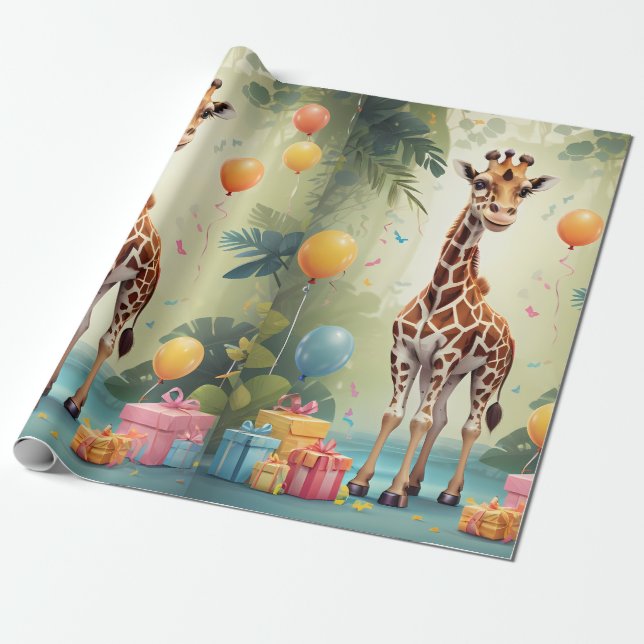 Cadeau Giraffe & Cadeaux dans la jungle | Papier d'enroba (Déroulé)