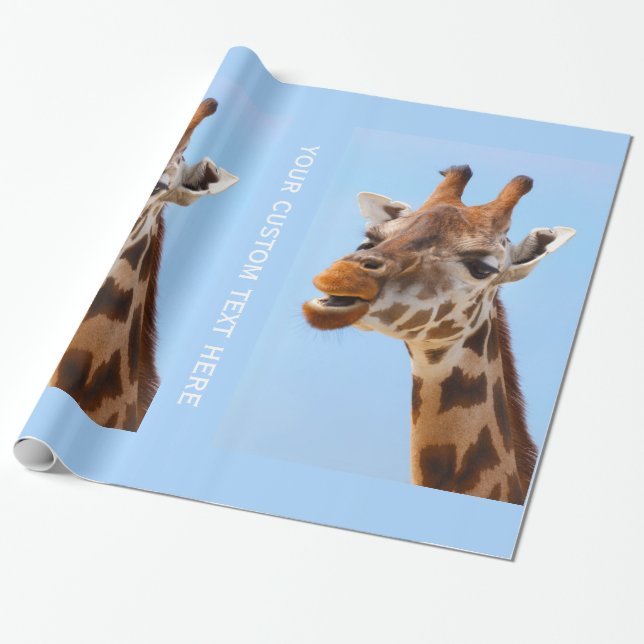 Cadeau Giraffe Portrait papier d'emballage personnalisé (Déroulé)