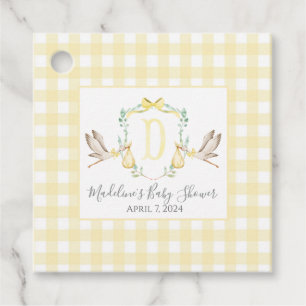 Cadeau Girl Stork Jaune En vichy Favoriser les étiquettes