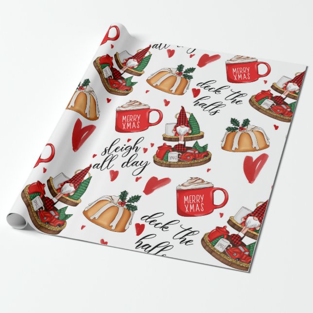 Cadeau Gnome de Noël, Gâteau, Coeurs Beau Papier (Déroulé)