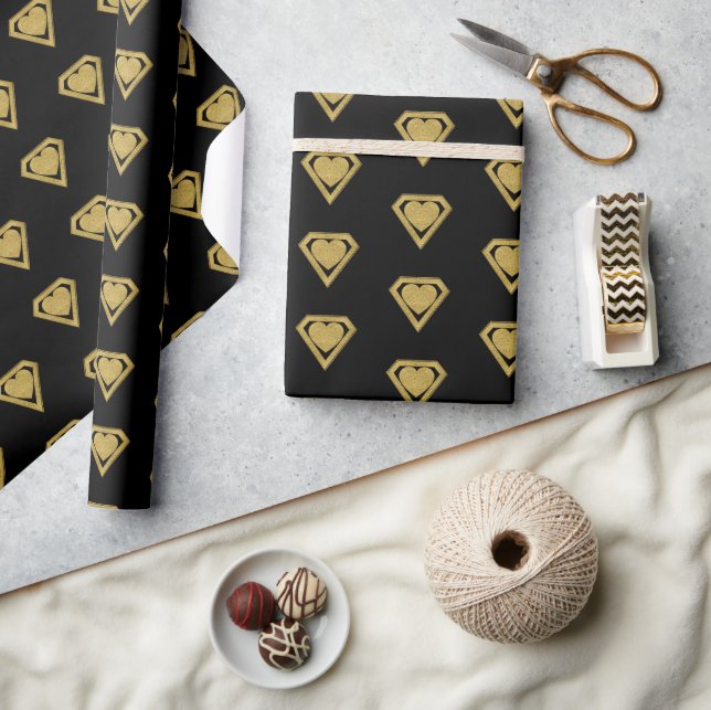 Cadeau Gold Superhero Friend Valentine Wrapper Papier (Artisanat)