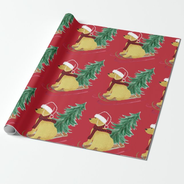 Cadeau Goldendoodle Roue de Noël Papier à enveloppement r (Déroulé)