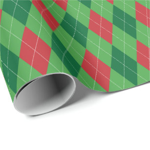 Cadeau Grand papier d'emballage à carreaux rouge et vert