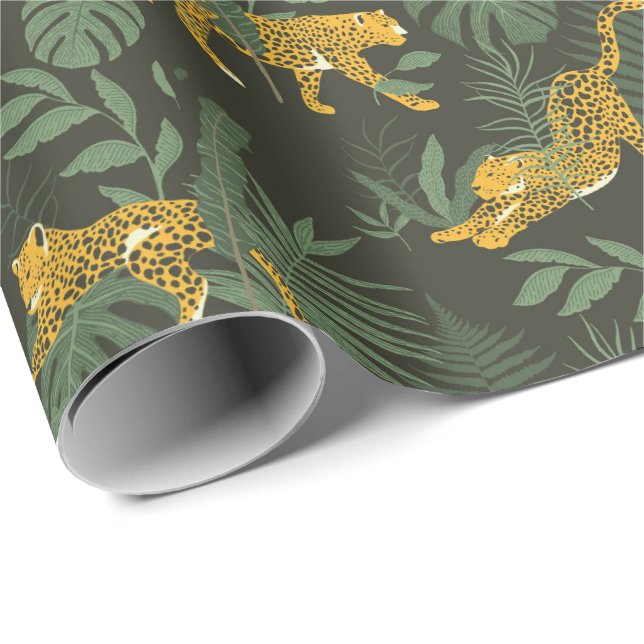 Cadeau Green Leopard Jungle Safari envelopper papier roul (Coin rond)