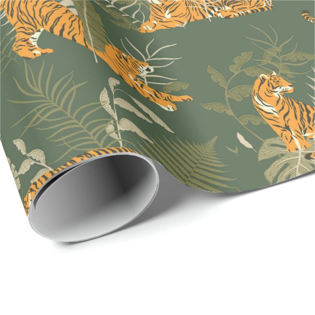 Cadeau Green Tiger Jungle Safari papier enveloppement rou (Coin rond)