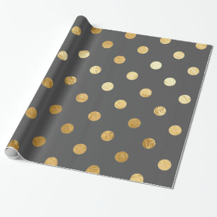 Cadeau Gris de papier d'emballage de motif de pois de