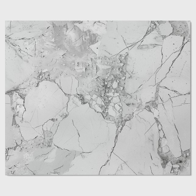 Cadeau Gris Élégant Frottes "Texture de marbre" Papier d' (Plat)