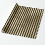 Cadeau Gris et bandes de papier alu doré<br><div class="desc">Papier cadeau à motif rayé gris et or.</div>