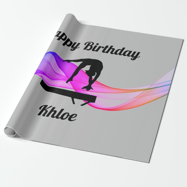 Cadeau Gymnastique Anniversaire Gris Papier (Déroulé)