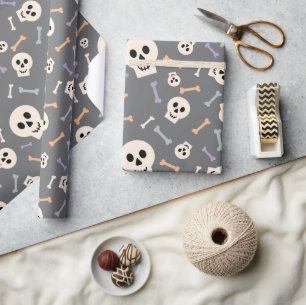 Cadeau Halloween Crânes et os papier enveloppant sans sou