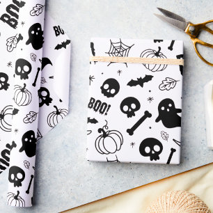 Cadeau Halloween Wrapper Papier mou Enfants Noir Blanc