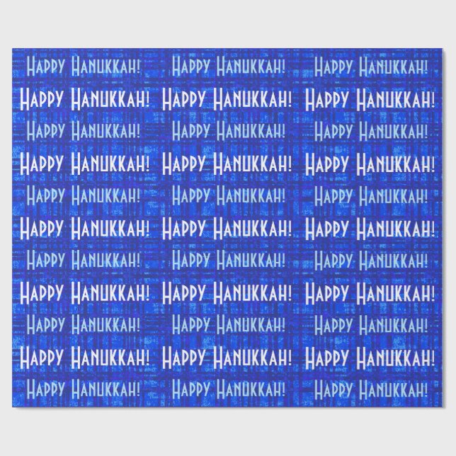 Cadeau Happy Hanoukka blanc et bleu Plaid papier (Plat)