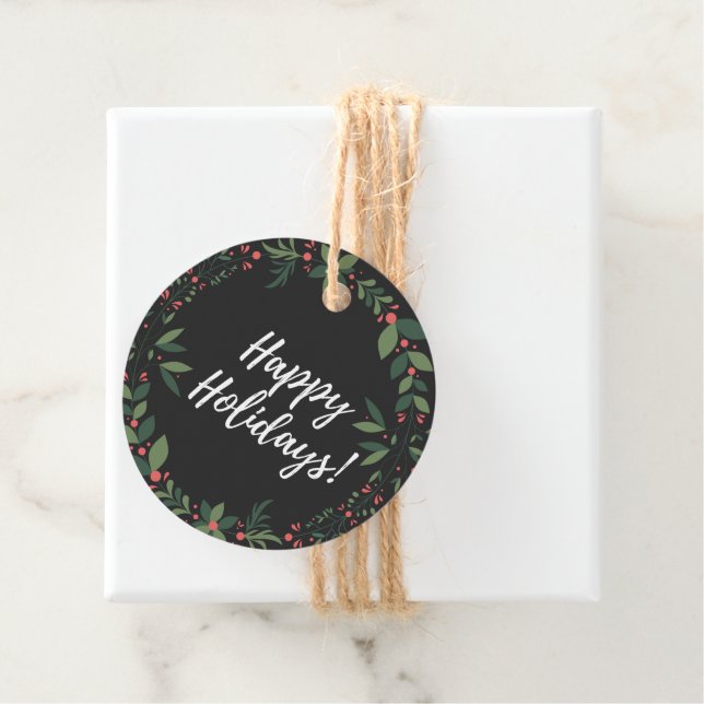 Cadeau Happy Holidays Favoriser les étiquettes (En situation)
