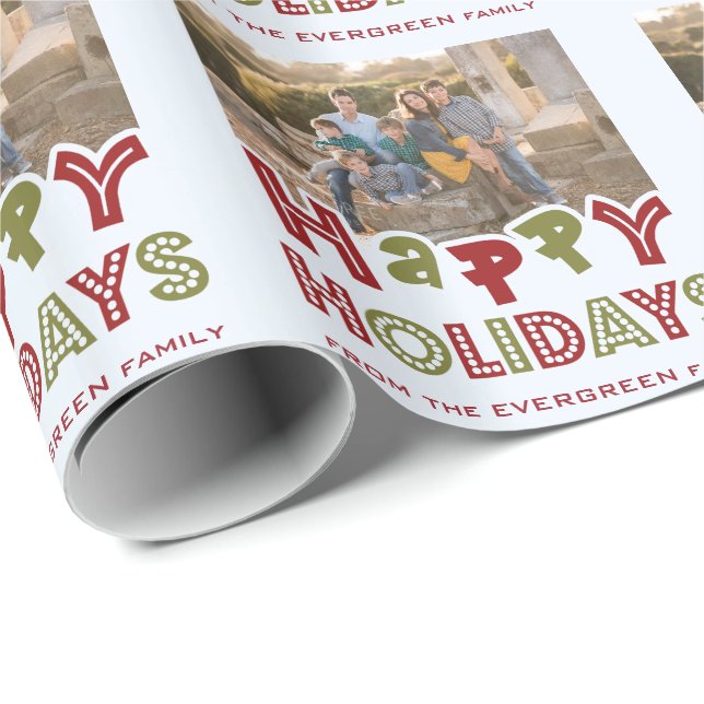 Cadeau Happy Holidays sur mesure photo et papier d'emball (Coin rond)