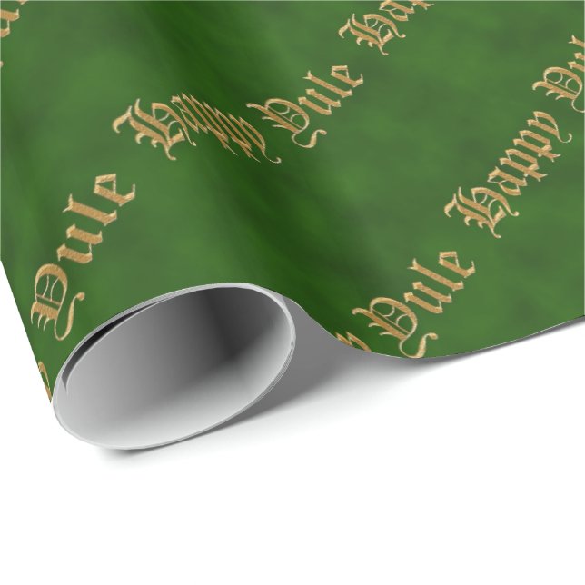 Cadeau Happy Yule Green et Gold Pagan papier d'enveloppem (Coin rond)
