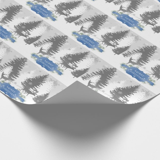 Cadeau Hiver Wonderland Wrapper Papier - Bleu (Coin)
