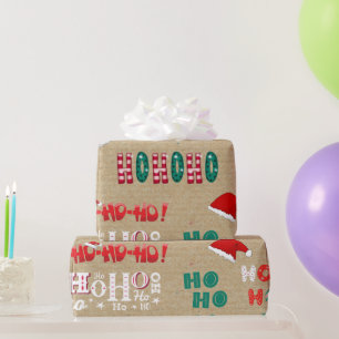 Cadeau Ho Ho Ho Papier Kraft Motif de Noël Vintage