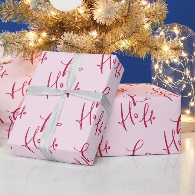 Cadeau Ho Ho Ho Rouge Script Vacances Papier d'enveloppem (Vacances)