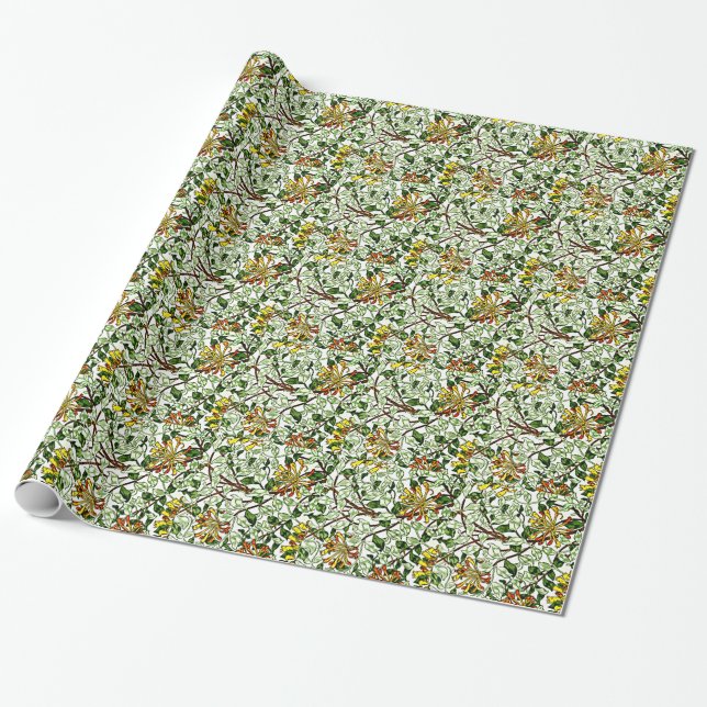 Cadeau Honeysuckle William Morris motif papier d'envelopp (Déroulé)