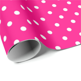 Cadeau Hot Pink   Papier blanc à enveloppement à points P